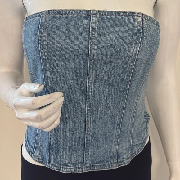 Denim Forum Aritzia The 90’s Debbie Denim Bustier Top - Picture 1 of 6